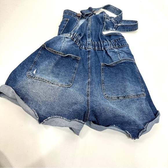 No Boundaries Distressed Blue Stretch Denim Bib Overalls Shortalls Size XL - Picture 14 of 14